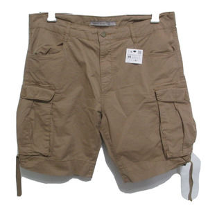 Zara Mens Tan Khaki Cargo Shorts Utility Pockets Cotton Blend Sz 44